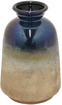 Tones of Blue and Brown Textured Ceramic Vase