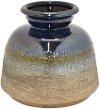 Textured Blue and Brown Tone Ceramic Vase