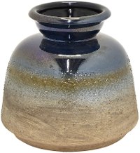 Textured Blue and Brown Tone Ceramic Vase