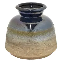 Textured Blue and Brown Tone Ceramic Vase