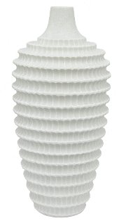 19 Inch White Textured Vase