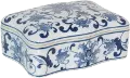 White and Blue Floral Ceramic Box
