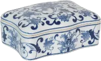 White and Blue Floral Ceramic Box
