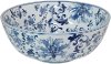 13 Inch White and Blue Floral Ceramic Bowl