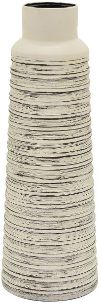 18 Inch Distressed White Metal Vase