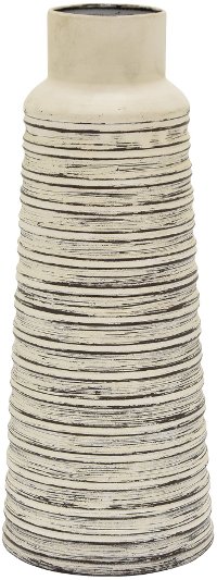 16 Inch Distressed White Metal Vase