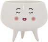 White Whimsical Pretty Face Ceramic Planter
