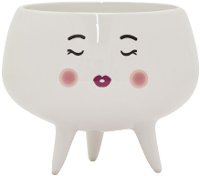 White Whimsical Pretty Face Ceramic Planter-1