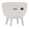 Clearance White Whimsical Ceramic Wink Face Planter