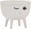 White Whimsical Ceramic Wink Face Planter