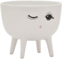 White Whimsical Ceramic Wink Face Planter
