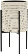 26 Inch Off White Metal Planter with Black Stand