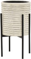 Clearance 22 Inch Off White Metal Planter with Black Stand