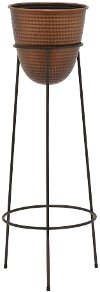 Clearance 39 Inch Bronze Metal Planter with Black Stand