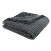 Gray Ribbed Ultra Soft Faux Fur Transitional Throw Blanket