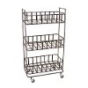 Rust Tone Metal 3 Basket Storage Rack On Wheels