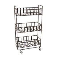 Rust Tone Metal 3 Basket Storage Rack On Wheels