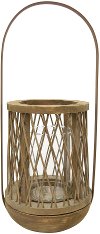 21 Inch Wooden Natural Decorative Lantern