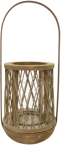 21 Inch Wooden Natural Decorative Lantern