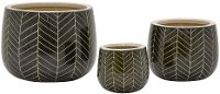 8 Inch Black and Cream Ceramic Planter