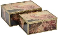 8 Inch Blush and Brown Tones Metal Glass Box