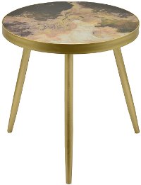 Wooden Decorative Accent Table with Blush Abstract Top