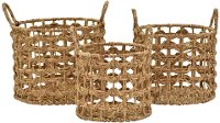 17 Inch Water Hyacinth Natural Basket with Handles