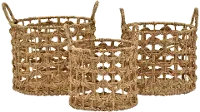 14 Inch Water Hyacinth Natural Basket with Handles