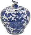 White Ceramic Jar with Blue Floral Pattern