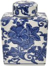 White Ceramic Jar with Blue Floral Pattern