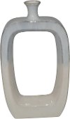 18 Inch White and Green Ceramic Vase with Cutout Design