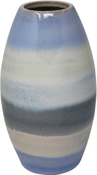 10 Inch Blue and Multi-Color Cone Ceramic Vase