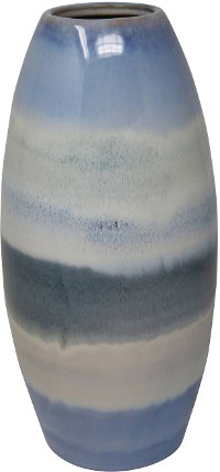 12 Inch Blue and Multi-Color Cone Ceramic Vase