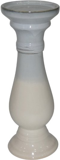 11 Inch Green and White Ceramic Candle Holder
