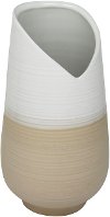 Clearance 10 Inch White and Beige Two Tone Ceramic Vase
