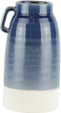 11 Inch Navy Ceramic Vase with Handle