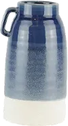 12 Inch Navy Ceramic Vase with Handle