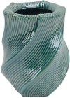10 Inch Turquoise Ceramic Vase with Wave Pattern