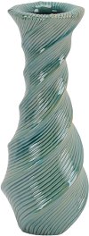 15 Inch Turquoise Ceramic Vase with Swirl Pattern