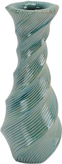 15 Inch Turquoise Ceramic Vase with Swirl Pattern