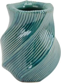7 Inch Turquoise Ceramic Vase with Wave Pattern