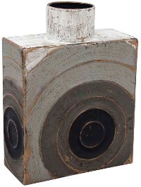 9 Inch Distressed Gray Modern Metal Box Vase