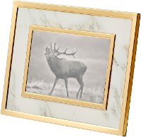 White Marble-Look Photo Frame with Gold Detailing