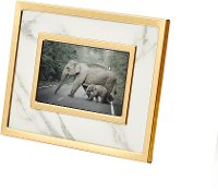 White Marble-Look Photo Frame with Gold Detailing