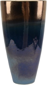 20 Inch Copper and Blue Ombre Ceramic Vase