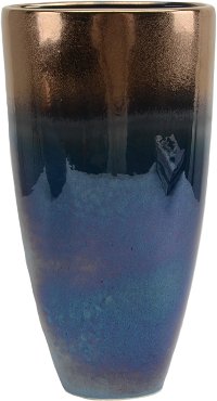 15 Inch Copper and Blue Ombre Ceramic Vase
