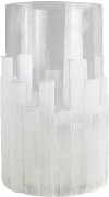 11 Inch White Glass Selenite Candle Holder