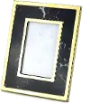 Black Marble-Look Photo Frame with Gold Detailing