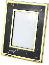 Black Marble-Look Photo Frame with Gold Detailing