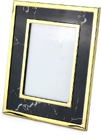 Black Marble-Look Photo Frame with Gold Detailing